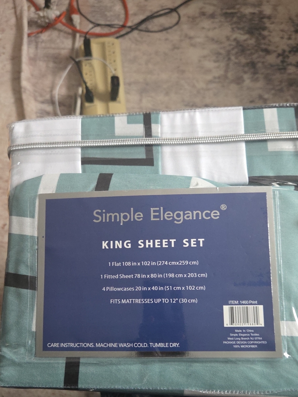 King Sheet Set in Teal and White
